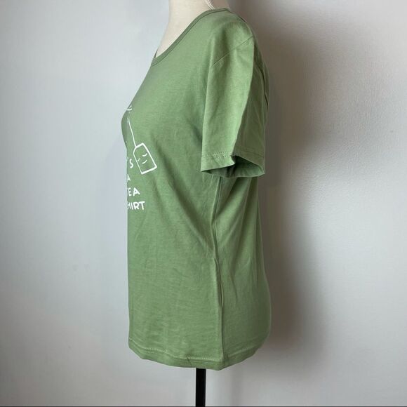 NWT ZAFUL Solid Green Graphic Tee Shirt It’s a Tea Shirt Short Sleeve size M - Picture 6 of 11